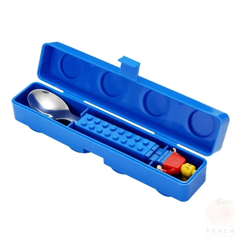 Building Block Style Stainless Steel Cutlery Set for Kids - Fun Portable Fork and Spoon with Storage Box, Easy Clean, Durable, Food-Grade Material thumbnail 3