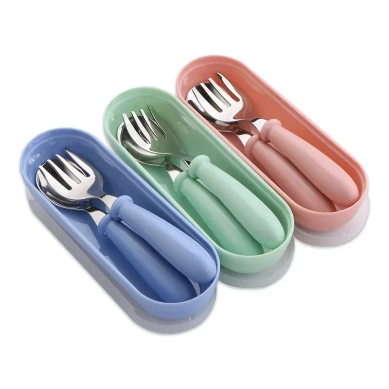 3-Piece Stainless Steel Children's Cutlery Set with Portable Box - Baby Feeding Spoons & Forks for Kids Ages 4 Months to 12 Years showcase 3