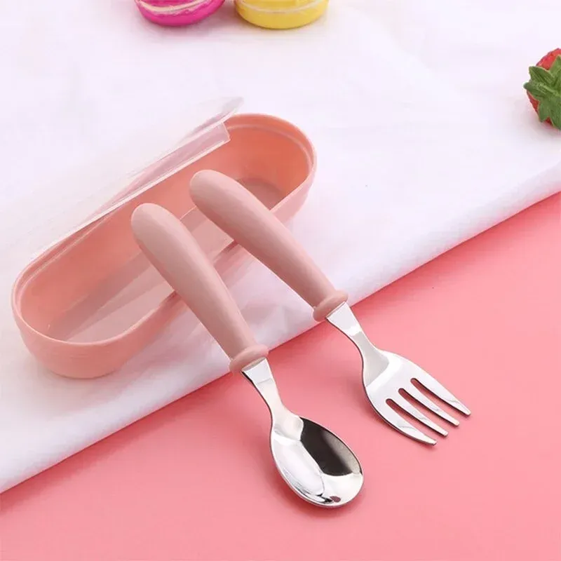 3-Piece Stainless Steel Children's Cutlery Set with Portable Box - Baby Feeding Spoons & Forks for Kids Ages 4 Months to 12 Years showcase 4
