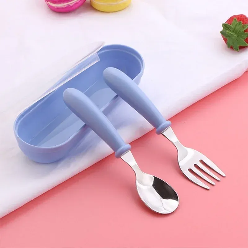 3-Piece Stainless Steel Children's Cutlery Set with Portable Box - Baby Feeding Spoons & Forks for Kids Ages 4 Months to 12 Years showcase 5