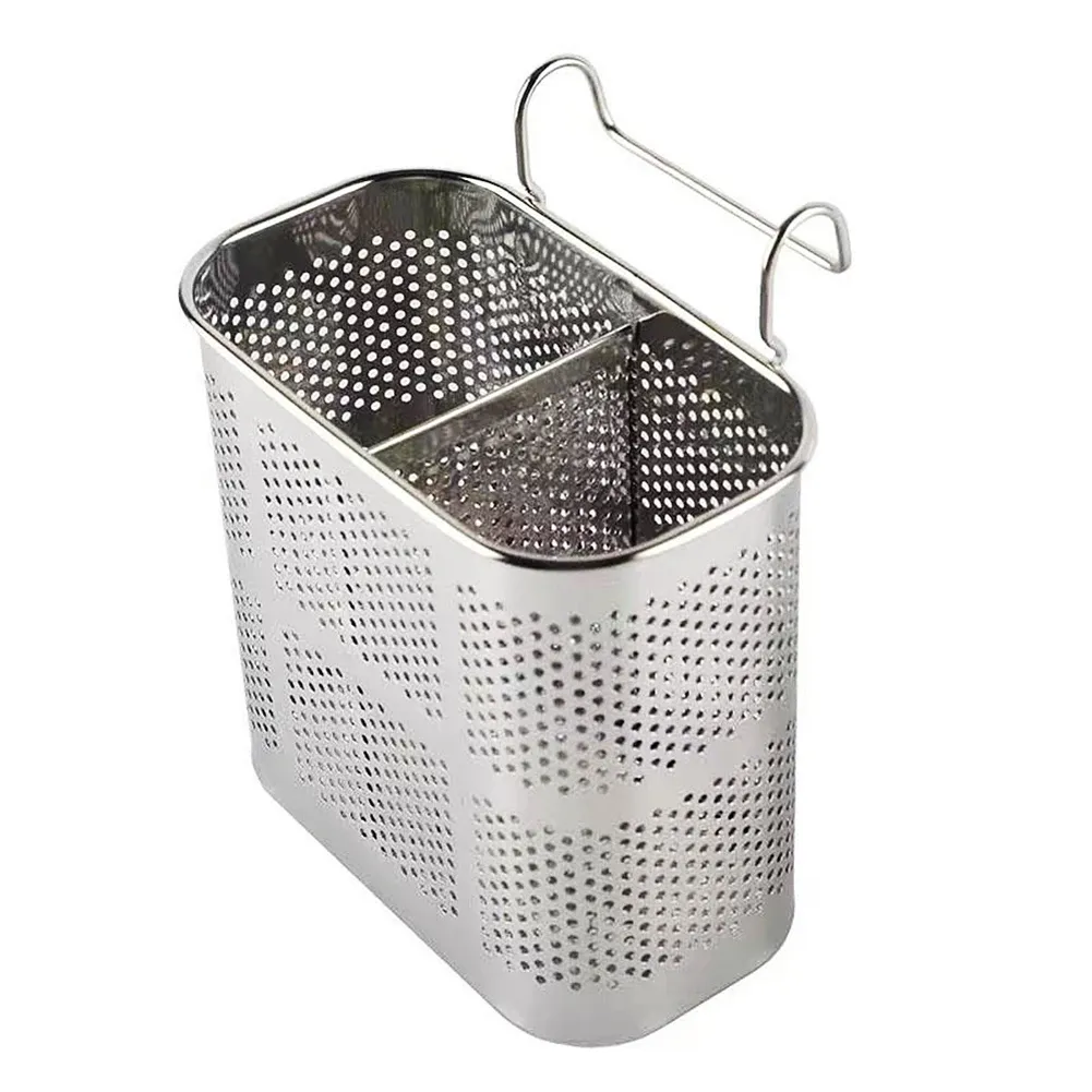 Stainless Steel Chopsticks Holder with Hooks - Kitchen Utensil Drying Rack Organizer for Forks, Spoons, and Cookware - Rust-Free & Durable Countertop Storage thumbnail 3