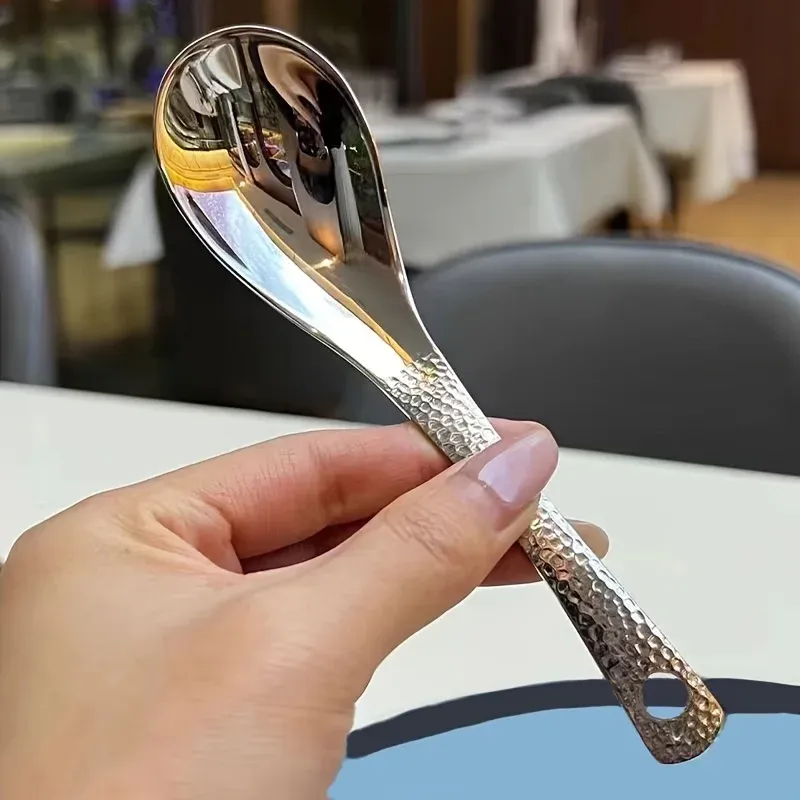 2pcs Stainless Steel Spoon Set - Large Capacity Mirror Polished Cutlery for Desserts, Fruits, Home Kitchen Use, Elegant Dining Utensils showcase 4