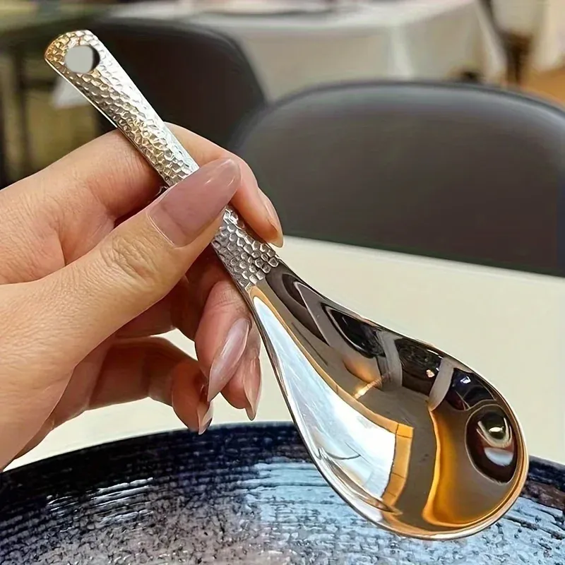 2pcs Stainless Steel Spoon Set - Large Capacity Mirror Polished Cutlery for Desserts, Fruits, Home Kitchen Use, Elegant Dining Utensils thumbnail 4