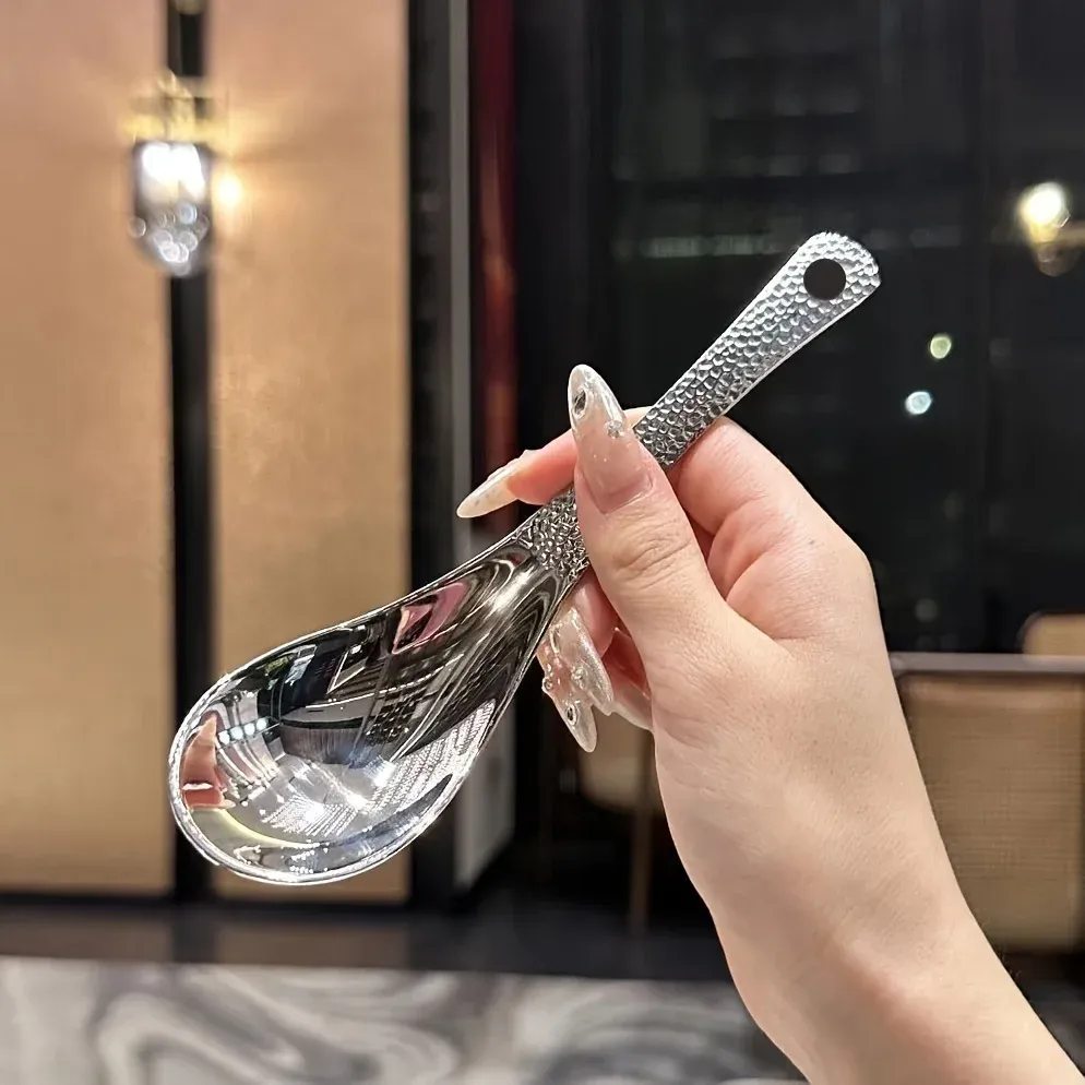 2pcs Stainless Steel Spoon Set - Large Capacity Mirror Polished Cutlery for Desserts, Fruits, Home Kitchen Use, Elegant Dining Utensils showcase 5