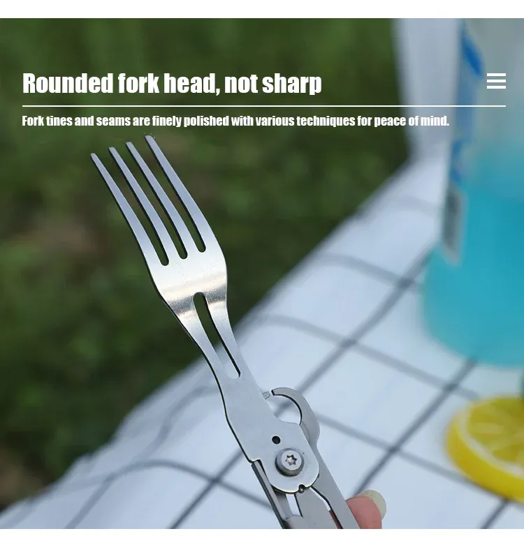 Multifunctional Portable Camping Cutlery Set Stainless Steel Folding Knife Fork Spoon with Can Opener Outdoor Equipment for Travel and Picnics showcase 11
