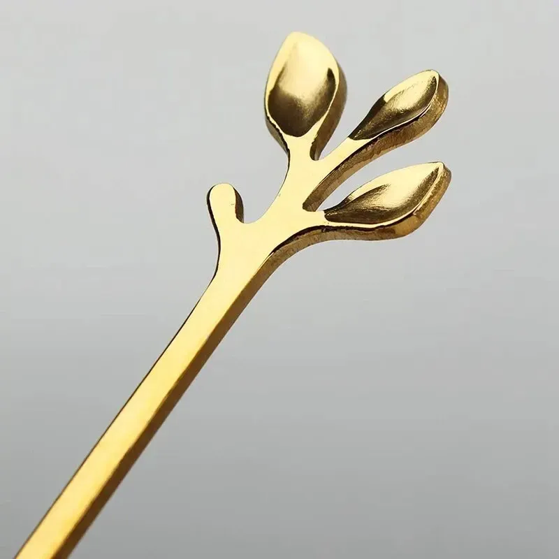 Creative Leaf Shape Stainless Steel Dessert Spoons Set - Elegant Gold Finish Cutlery for Coffee, Tea, Fruit, Appetizers - Perfect for Home, Restaurant, Parties thumbnail 6