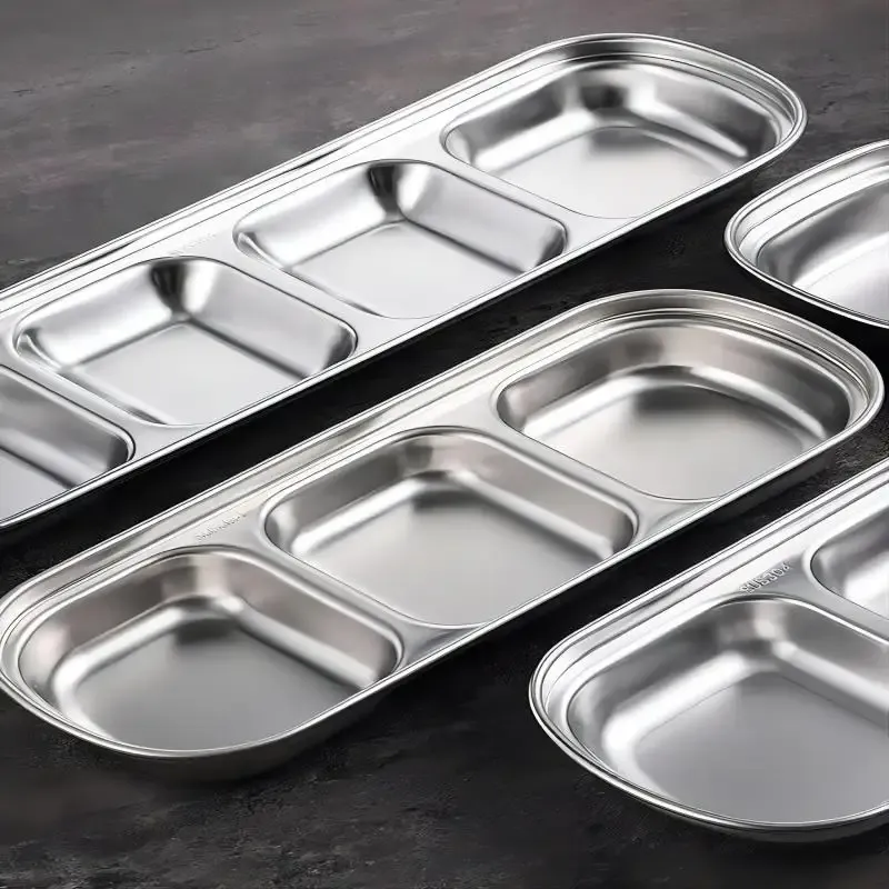 304 Stainless Steel 3-Compartment Dipping Tray for BBQ Restaurants & Home Use - Durable Seasoning Sauce Holder for Condiments thumbnail 5