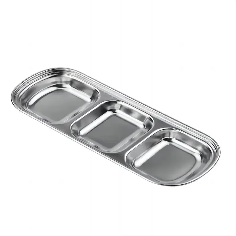 304 Stainless Steel 3-Compartment Dipping Tray for BBQ Restaurants & Home Use - Durable Seasoning Sauce Holder for Condiments thumbnail 3