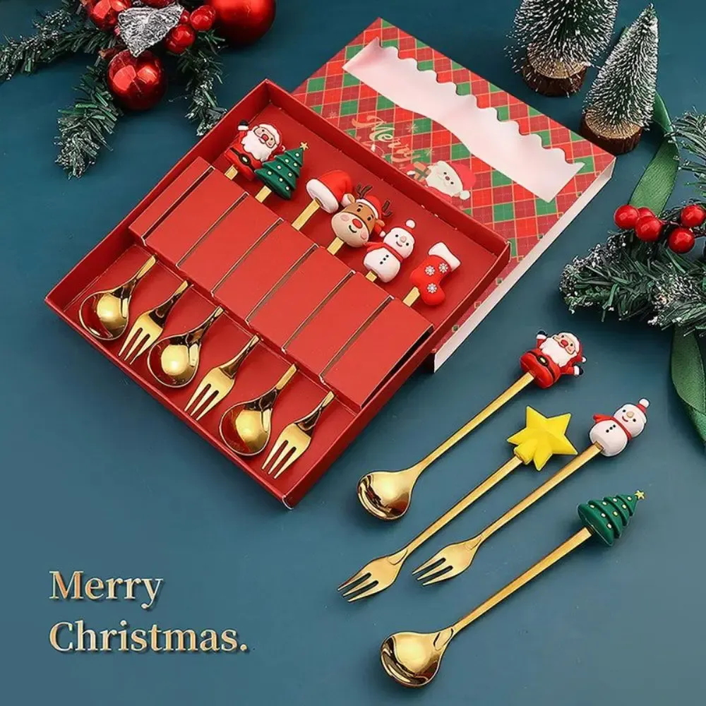 Christmas Themed Cutlery Set - Stainless Steel Cartoon Santa Spoon & Fork, 2/4/6pcs Holiday Gift Decoration for Parties & Kitchen showcase 10