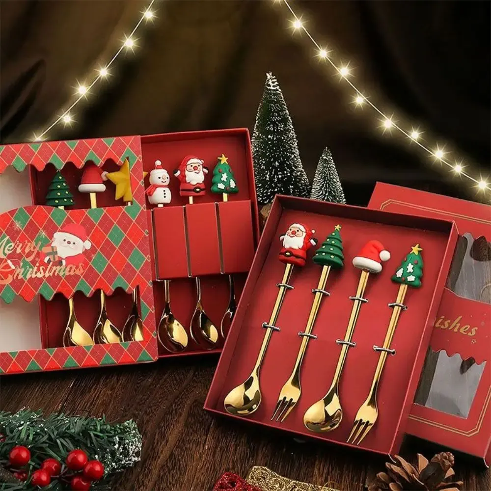 Christmas Themed Cutlery Set - Stainless Steel Cartoon Santa Spoon & Fork, 2/4/6pcs Holiday Gift Decoration for Parties & Kitchen showcase 9
