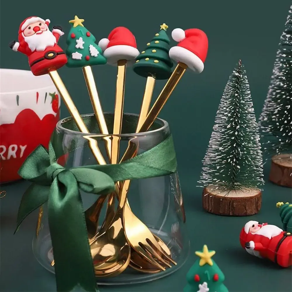 Christmas Themed Cutlery Set - Stainless Steel Cartoon Santa Spoon & Fork, 2/4/6pcs Holiday Gift Decoration for Parties & Kitchen showcase 8