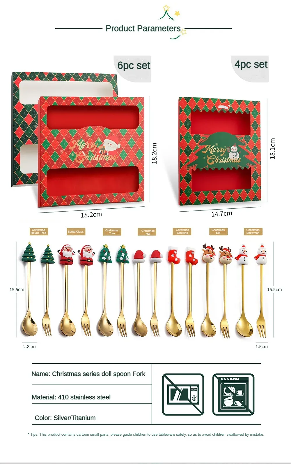 Christmas Themed Cutlery Set - Stainless Steel Cartoon Santa Spoon & Fork, 2/4/6pcs Holiday Gift Decoration for Parties & Kitchen showcase 2