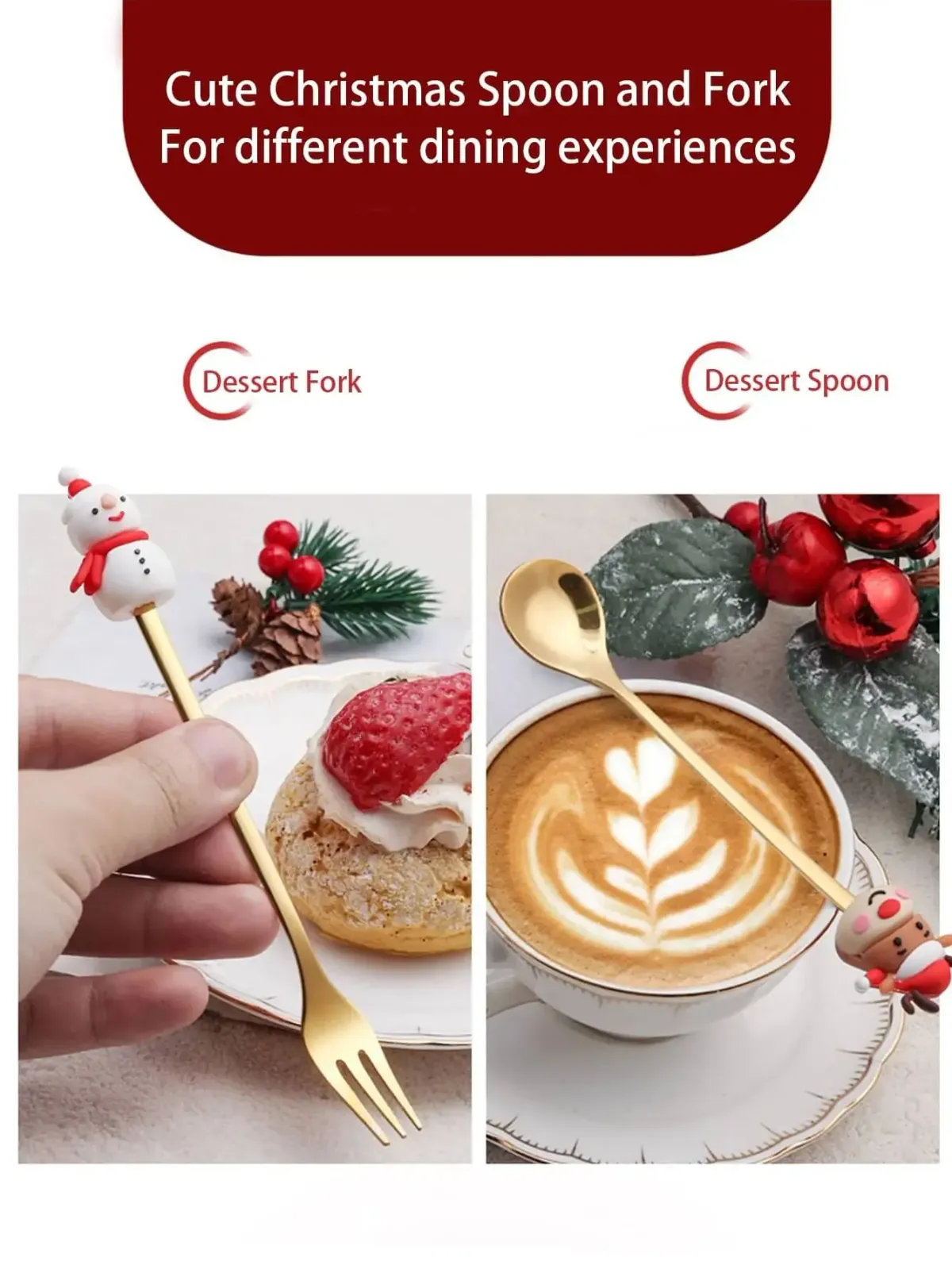 Christmas Themed Cutlery Set - Stainless Steel Cartoon Santa Spoon & Fork, 2/4/6pcs Holiday Gift Decoration for Parties & Kitchen showcase 5