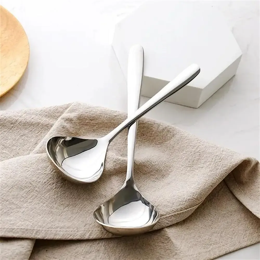 304 Stainless Steel Soup Spoon - Large Head, Long Handle, Thickened Deep Bowl for Rice, Porridge, Stews - Durable & Easy Clean Kitchen Utensil showcase 4