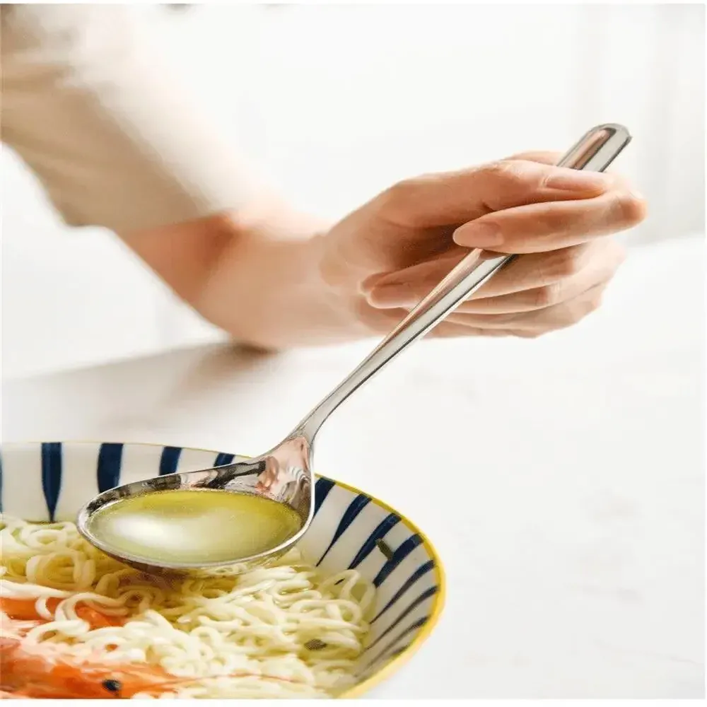 304 Stainless Steel Soup Spoon - Large Head, Long Handle, Thickened Deep Bowl for Rice, Porridge, Stews - Durable & Easy Clean Kitchen Utensil showcase 8