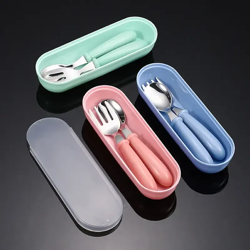 2-Piece Stainless Steel Baby Cutlery Set with Portable Box - Ideal Gift for Toddlers & Infants, Safe & Durable Utensils for Mealtime thumbnail 4