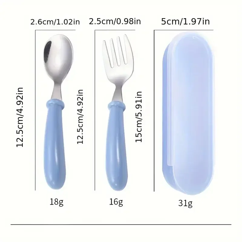 2-Piece Stainless Steel Baby Cutlery Set with Portable Box - Ideal Gift for Toddlers & Infants, Safe & Durable Utensils for Mealtime showcase 6
