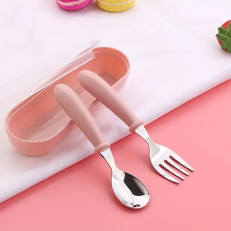 2-Piece Stainless Steel Baby Cutlery Set with Portable Box - Ideal Gift for Toddlers & Infants, Safe & Durable Utensils for Mealtime showcase 3
