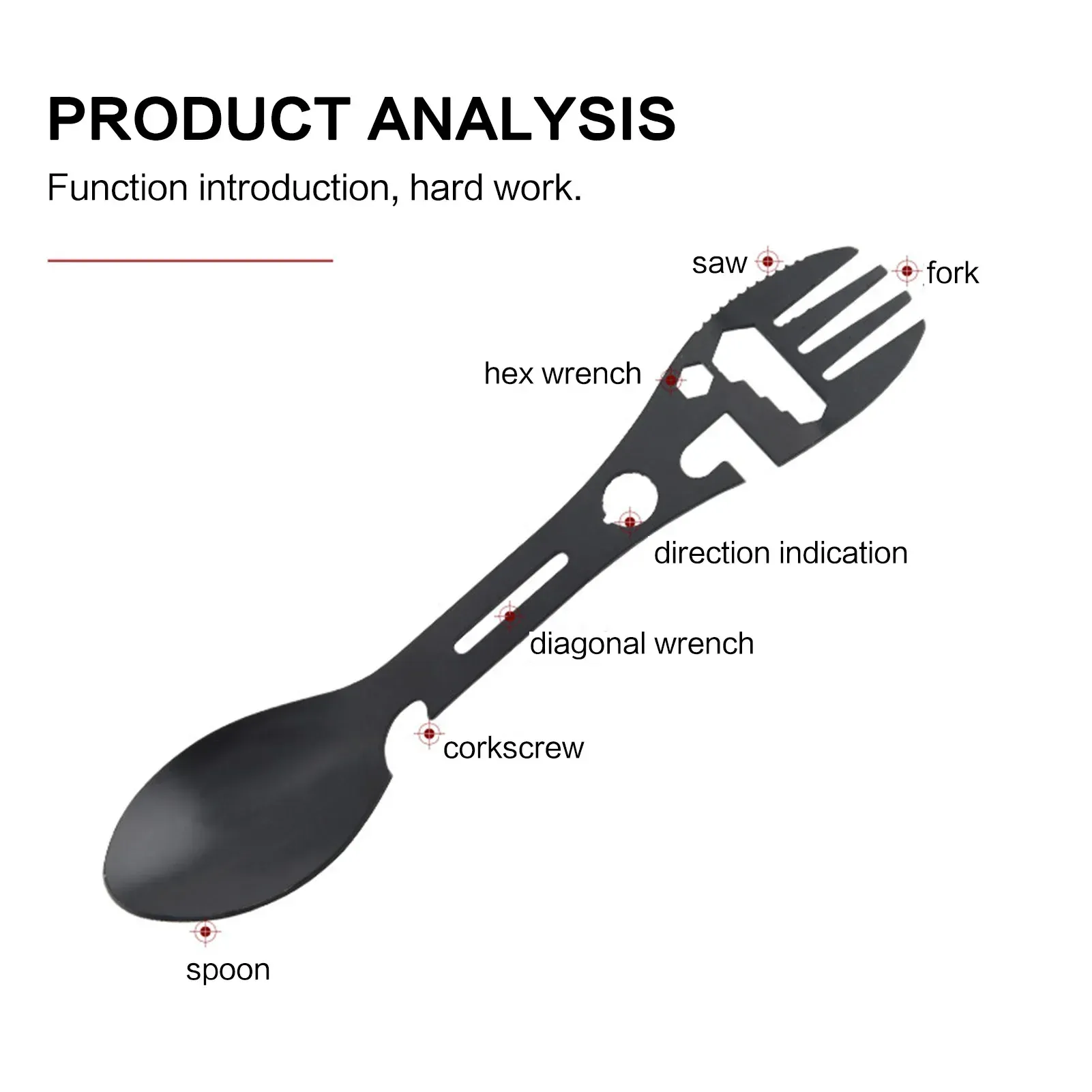 5-in-1 Stainless Steel Camping Utensil Set | Portable Outdoor Survival Gear | Fork, Spoon, Opener for Hiking, Travel, Backpacking | Durable & Eco-Friendly Tableware thumbnail 2