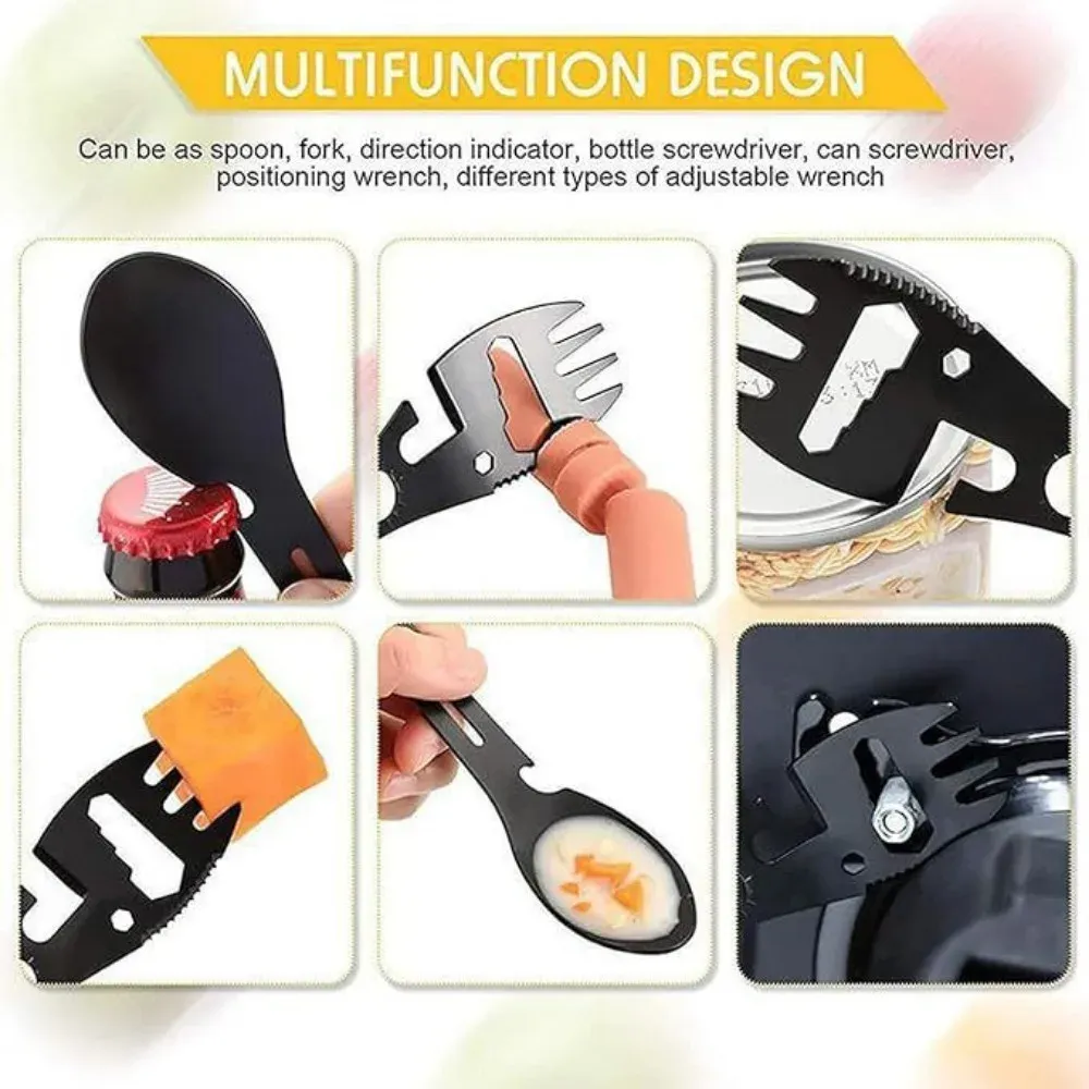 5-in-1 Stainless Steel Camping Utensil Set | Portable Outdoor Survival Gear | Fork, Spoon, Opener for Hiking, Travel, Backpacking | Durable & Eco-Friendly Tableware thumbnail 3