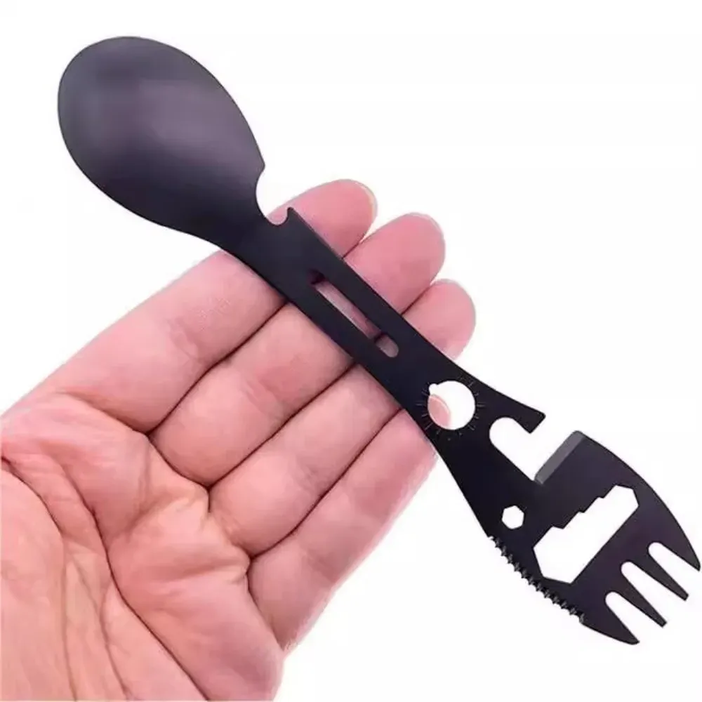 5-in-1 Stainless Steel Camping Utensil Set | Portable Outdoor Survival Gear | Fork, Spoon, Opener for Hiking, Travel, Backpacking | Durable & Eco-Friendly Tableware showcase 1