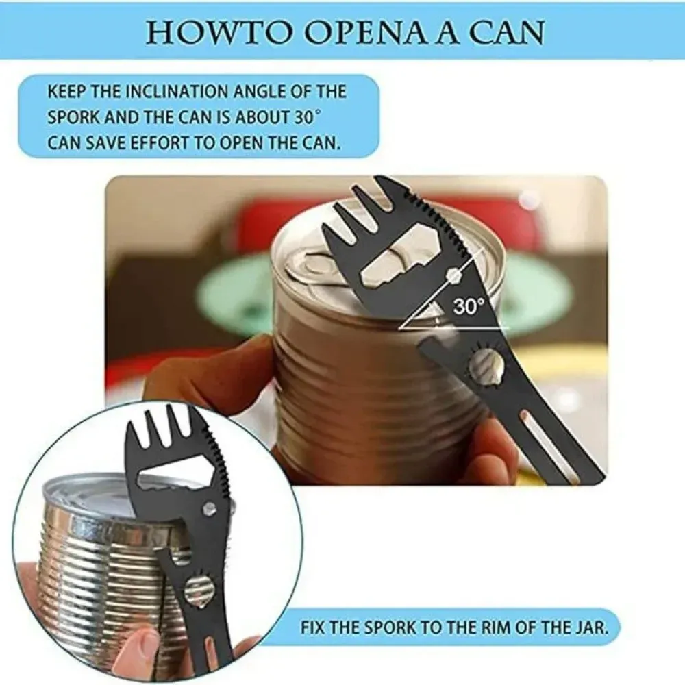 5-in-1 Stainless Steel Camping Utensil Set | Portable Outdoor Survival Gear | Fork, Spoon, Opener for Hiking, Travel, Backpacking | Durable & Eco-Friendly Tableware thumbnail 4