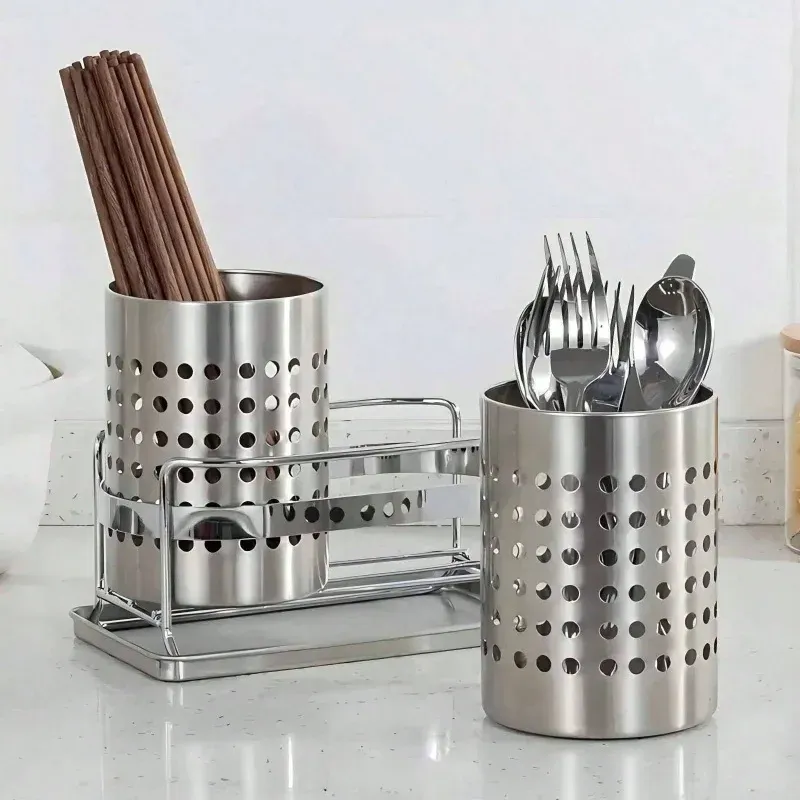 Stainless Steel Cylindrical Chopstick Cutlery Storage Box Holder Organizer for Home Kitchens, Restaurants, Dormitories - Durable & Stylish Utensil Container showcase 4