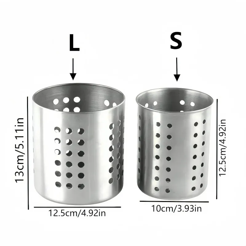 Stainless Steel Cylindrical Chopstick Cutlery Storage Box Holder Organizer for Home Kitchens, Restaurants, Dormitories - Durable & Stylish Utensil Container thumbnail 4