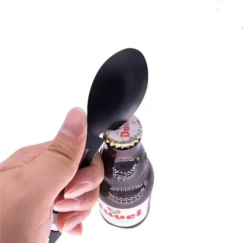 5-in-1 Stainless Steel Camping Utensils Set: Portable Outdoor Survival Gear, Multi-tool Cutlery Fork Spoon Bottle Opener for Hiking, Travel, and Picnics thumbnail 5