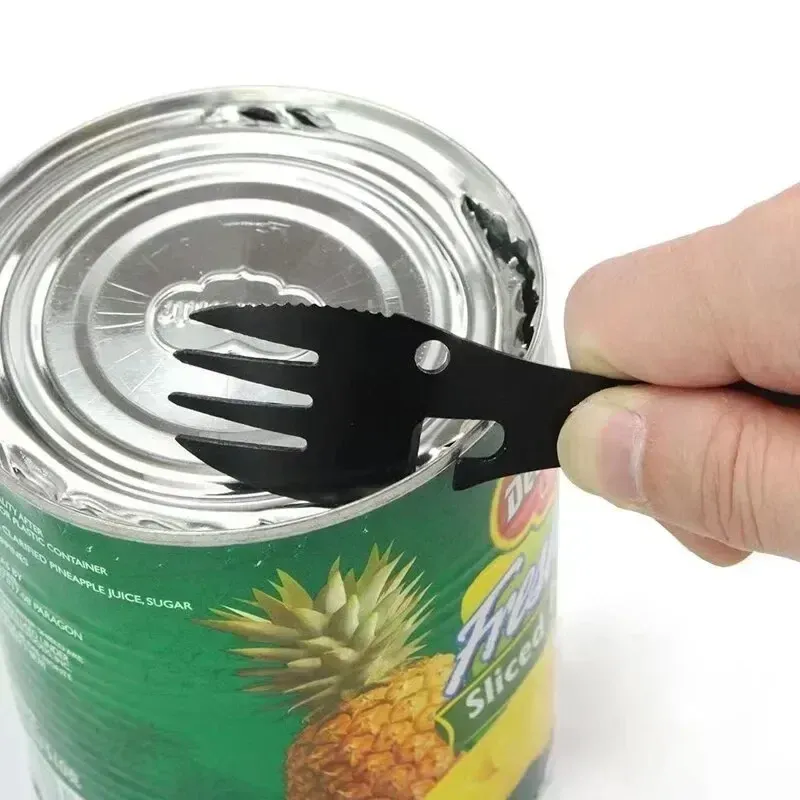 5-in-1 Stainless Steel Camping Utensils Set: Portable Outdoor Survival Gear, Multi-tool Cutlery Fork Spoon Bottle Opener for Hiking, Travel, and Picnics thumbnail 3