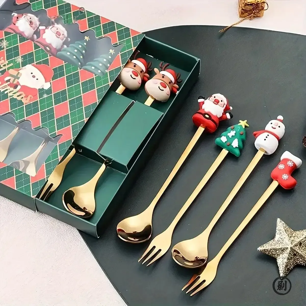 Christmas Themed Cutlery Set - Stainless Steel Cartoon Knife Fork Spoon, 2/4/6 Piece Holiday Gift & Table Decoration