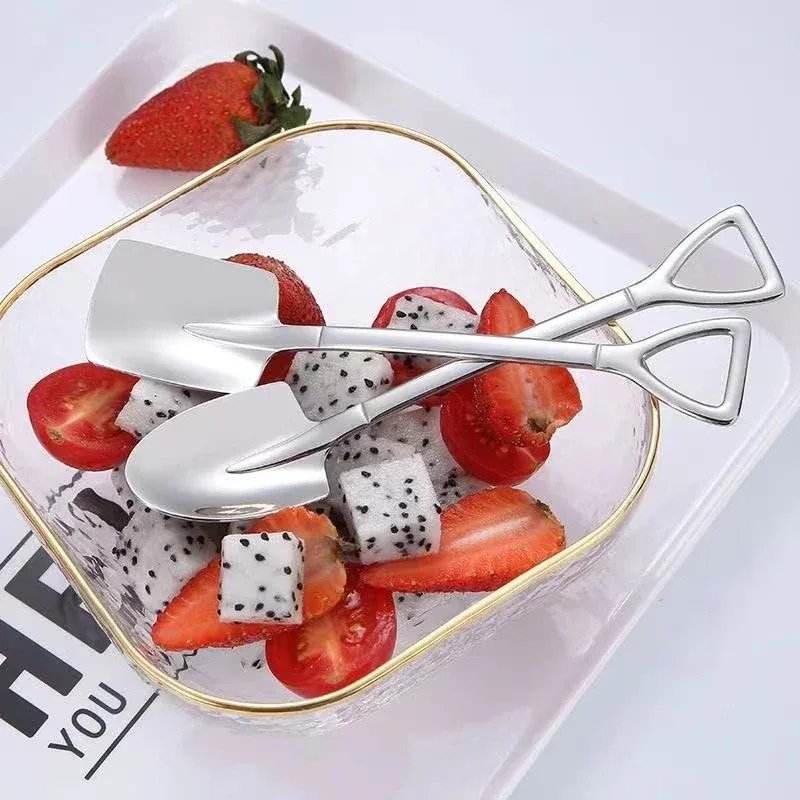 Creative Stainless Steel Spade Spoon Set - 4PCS Ice Cream Dessert Tea Coffee Spoons, Durable & Rust-Resistant Tableware for Kitchen Use showcase 4
