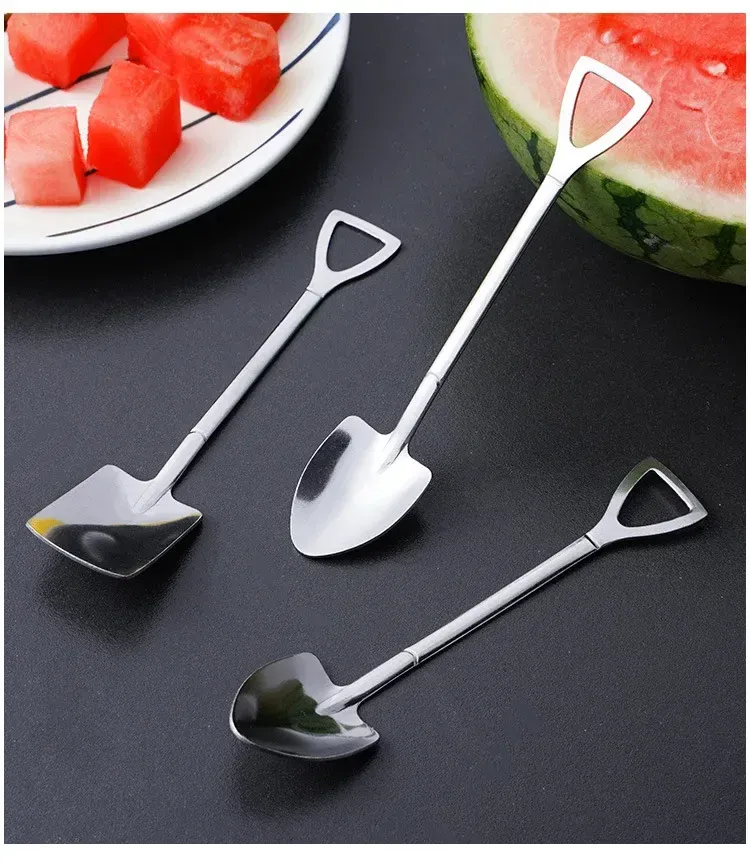 Creative Stainless Steel Spade Spoon Set - 4PCS Ice Cream Dessert Tea Coffee Spoons, Durable & Rust-Resistant Tableware for Kitchen Use showcase 11