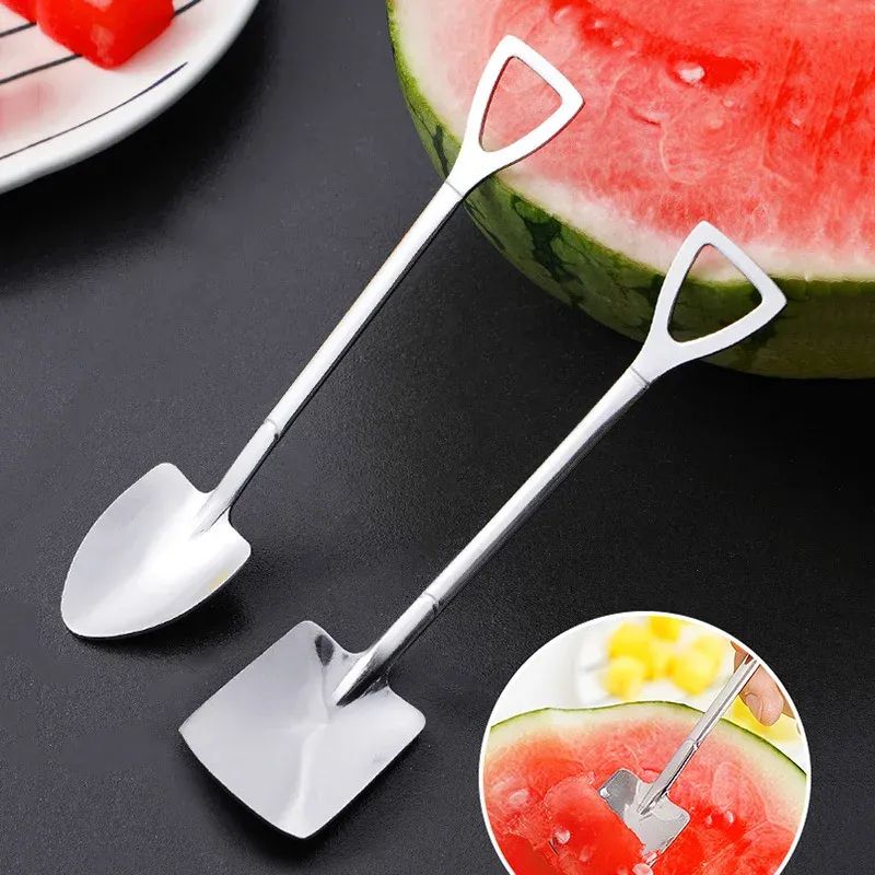Creative Stainless Steel Spade Spoon Set - 4PCS Ice Cream Dessert Tea Coffee Spoons, Durable & Rust-Resistant Tableware for Kitchen Use showcase 9