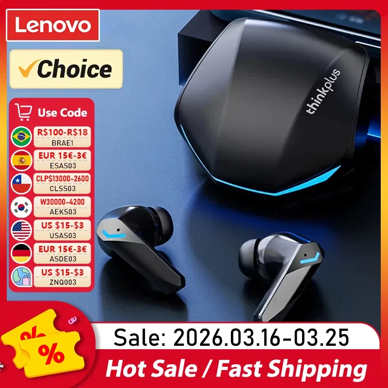 Lenovo GM2 Pro Bluetooth 5.3 Earphones: 9D Stereo Wireless Headphones with Mic, Dual Music/Game Modes, Low Latency, Active Noise Cancelling for Sports & Gaming thumbnail 1