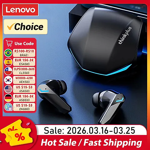 Lenovo GM2 Pro Bluetooth 5.3 Earphones: 9D Stereo Wireless Headphones with Mic, Dual Music/Game Modes, Low Latency, Active Noise Cancelling for Sports & Gaming