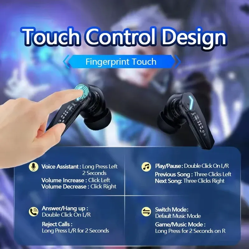 Lenovo GM2 Pro Bluetooth 5.3 Earphones: 9D Stereo Wireless Headphones with Mic, Dual Music/Game Modes, Low Latency, Active Noise Cancelling for Sports & Gaming thumbnail 6