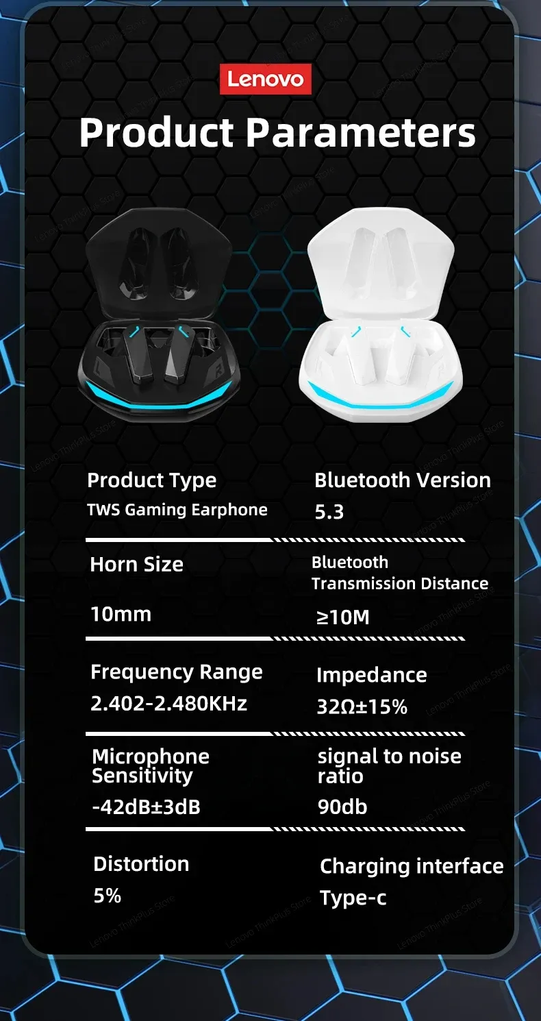 Lenovo GM2 Pro Bluetooth 5.3 Earphones: 9D Stereo Wireless Headphones with Mic, Dual Music/Game Modes, Low Latency, Active Noise Cancelling for Sports & Gaming showcase 18