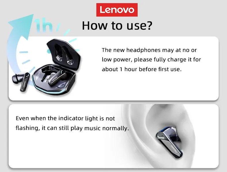 Lenovo GM2 Pro TWS Wireless Earbuds, Bluetooth 5.3 Gaming Headphones with Low Latency, HIFI Stereo Sound, Active Noise Cancelling, Dual Mode for Music & Sports, Long Battery Life showcase 3