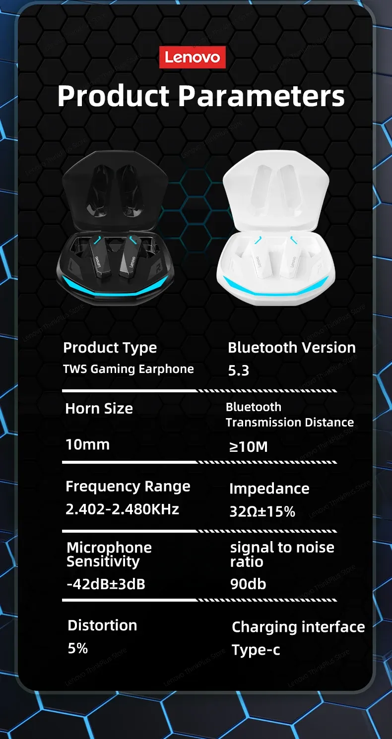 Lenovo GM2 Pro TWS Wireless Earbuds, Bluetooth 5.3 Gaming Headphones with Low Latency, HIFI Stereo Sound, Active Noise Cancelling, Dual Mode for Music & Sports, Long Battery Life showcase 20