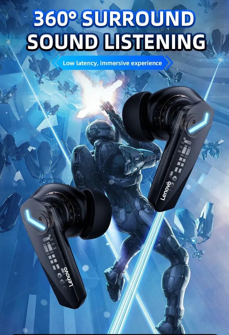 Lenovo GM2 Pro TWS Wireless Earbuds, Bluetooth 5.3 Gaming Headphones with Low Latency, HIFI Stereo Sound, Active Noise Cancelling, Dual Mode for Music & Sports, Long Battery Life showcase 10