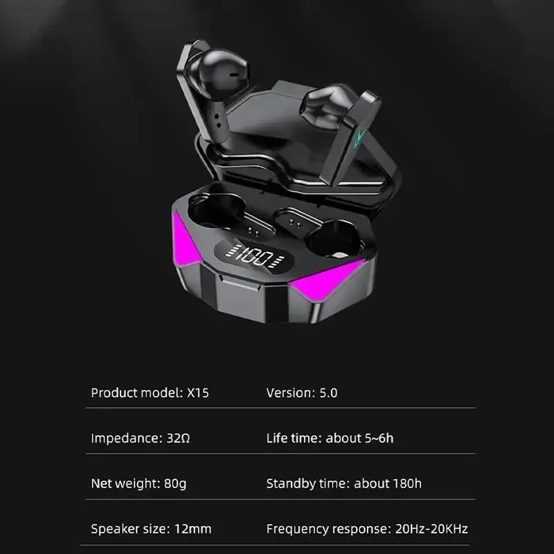 X15 TWS Gaming Earbuds: Wireless Bluetooth 5.3 Headphones with Mic, 9D Stereo HiFi Bass Audio, Low Latency for Gamers, Music Lovers showcase 6