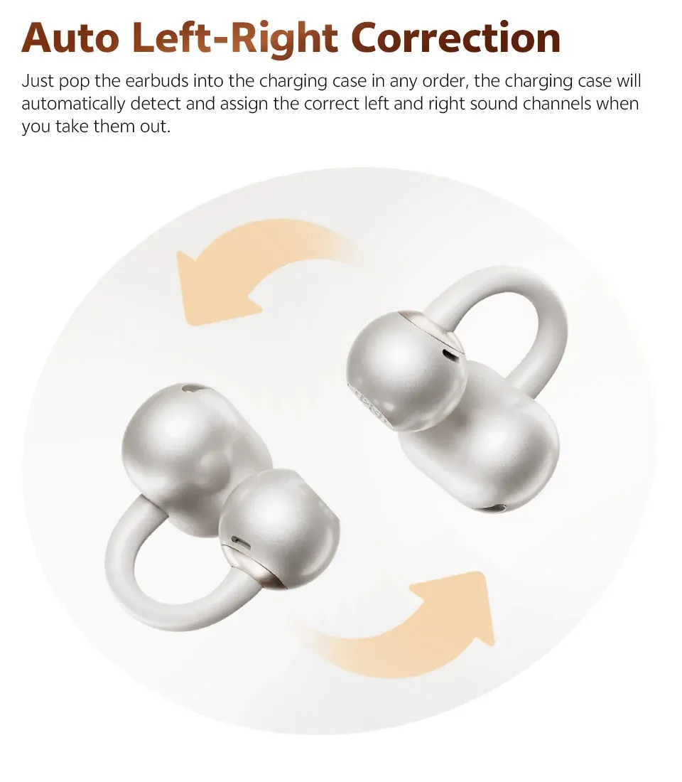 QCY Crossky C50 Open Ear Wireless Earbuds, Bluetooth 6.0 Clip-On Sports Headphones with 4 Mic AI Clear Call, Bass Boost, 35H Playtime, IPX5 Waterproof for Running & Fitness showcase 9