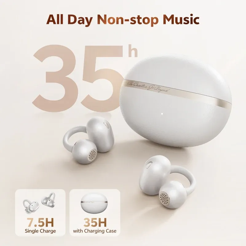 QCY Crossky C50 Open Ear Wireless Earbuds, Bluetooth 6.0 Clip-On Sports Headphones with 4 Mic AI Clear Call, Bass Boost, 35H Playtime, IPX5 Waterproof for Running & Fitness thumbnail 5