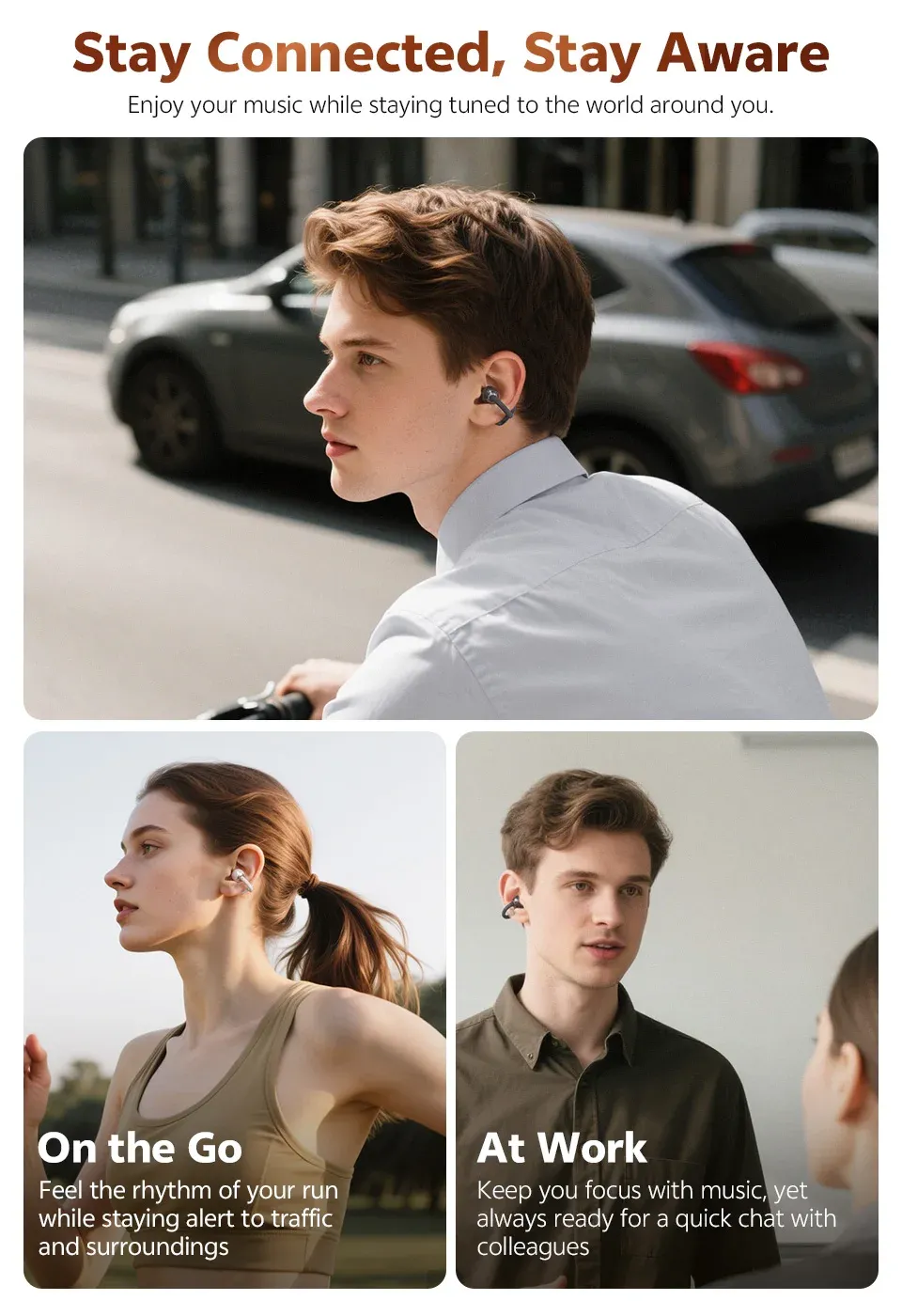 QCY Crossky C50 Open Ear Wireless Earbuds, Bluetooth 6.0 Clip-On Sports Headphones with 4 Mic AI Clear Call, Bass Boost, 35H Playtime, IPX5 Waterproof for Running & Fitness showcase 13