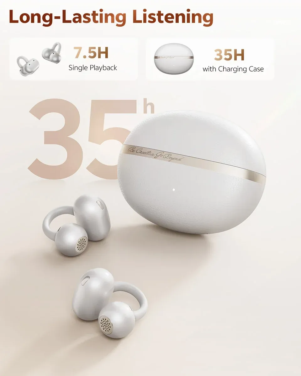 QCY Crossky C50 Open Ear Wireless Earbuds, Bluetooth 6.0 Clip-On Sports Headphones with 4 Mic AI Clear Call, Bass Boost, 35H Playtime, IPX5 Waterproof for Running & Fitness showcase 14