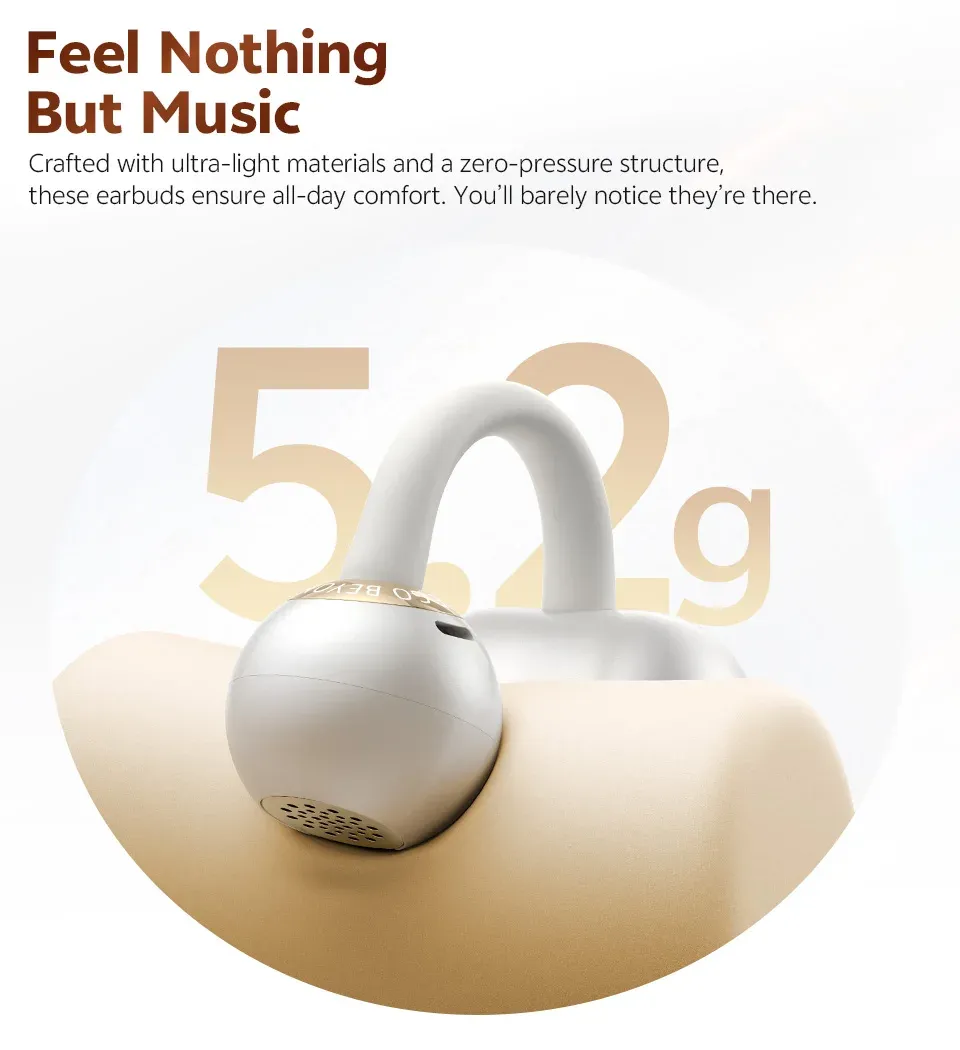 QCY Crossky C50 Open Ear Wireless Earbuds, Bluetooth 6.0 Clip-On Sports Headphones with 4 Mic AI Clear Call, Bass Boost, 35H Playtime, IPX5 Waterproof for Running & Fitness showcase 6
