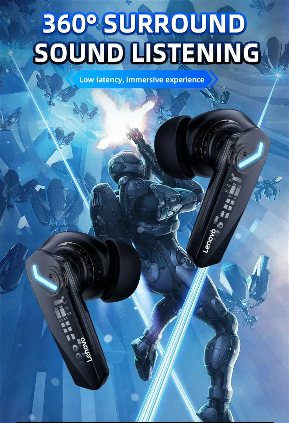 Lenovo GM2 Pro Wireless Bluetooth 5.3 Earphones, Gaming Low Latency Dual Mode Music Earbuds with Mic, Sports In-Ear Headset for Mobile Phones showcase 4