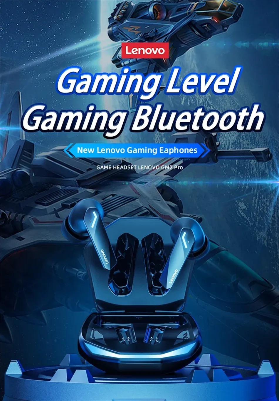 Lenovo GM2 Pro Wireless Bluetooth 5.3 Earphones, Gaming Low Latency Dual Mode Music Earbuds with Mic, Sports In-Ear Headset for Mobile Phones showcase 1