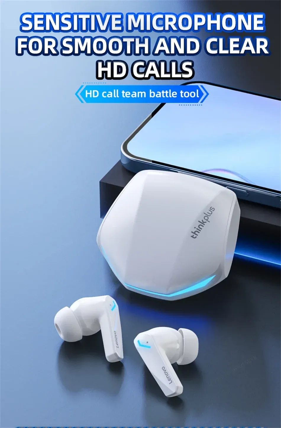 Lenovo GM2 Pro Wireless Bluetooth 5.3 Earphones, Gaming Low Latency Dual Mode Music Earbuds with Mic, Sports In-Ear Headset for Mobile Phones showcase 8